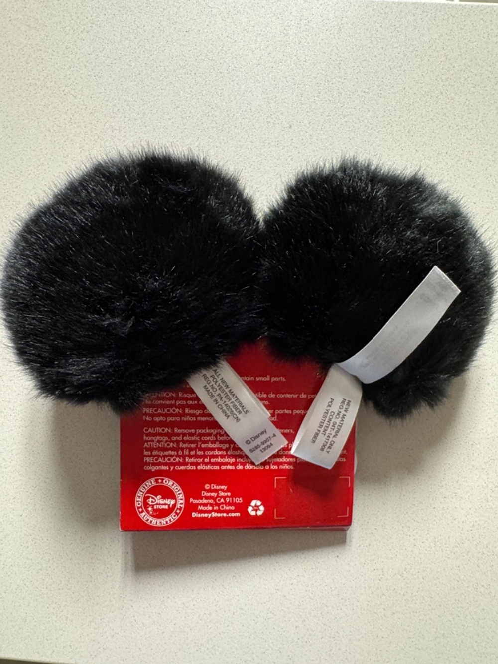 Disney Minnie Mouse Black Faux Fur Ear Hair Clips with Red Polka Dot Bows - Picture 2 of 2